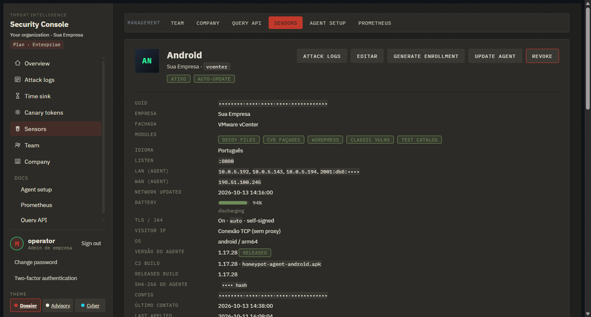 Sensor Android enrolado