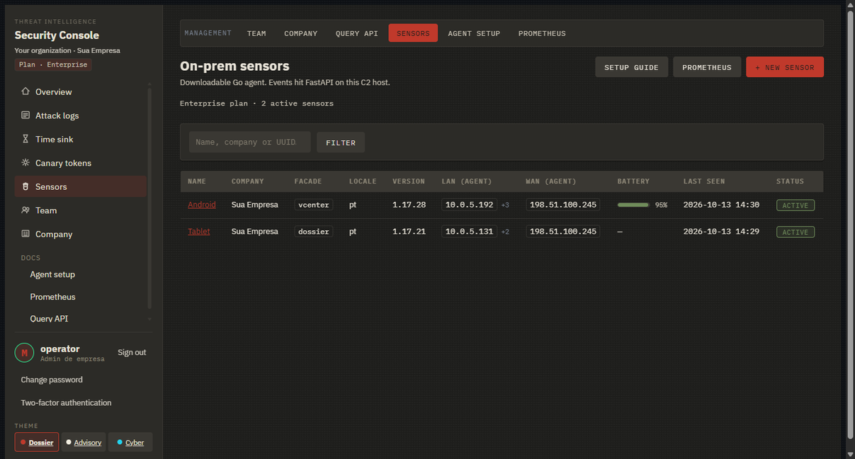 Verificando o sensor Linux/macOS no portal